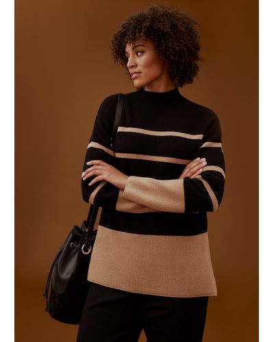 Phase Eight 's Romy Cosy Stripe Colour Block Knit - Brown