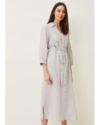 Phase Eight 's Harlyn Linen Shirt Dress - Grey