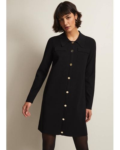 Phase Eight 's Azealia Fine Knit Tunic Mini Dress - Black