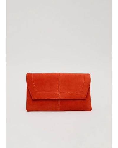 Phase Eight 's Square Suede Clutch - Red