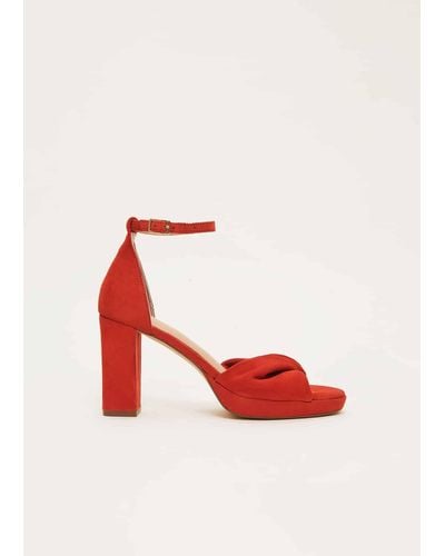 Phase Eight 's Red Suede Open Toe Heels