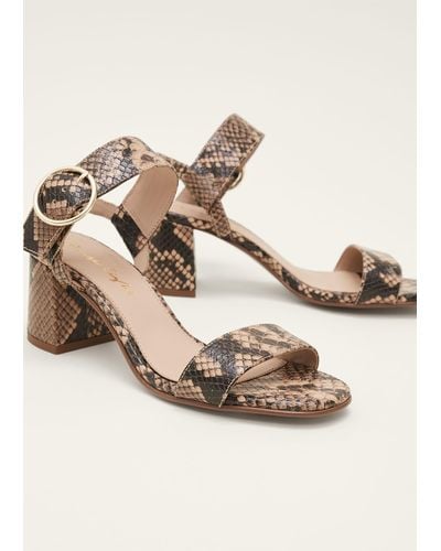 Phase Eight 's Snake Skin Leather Buckle Sandals - Natural