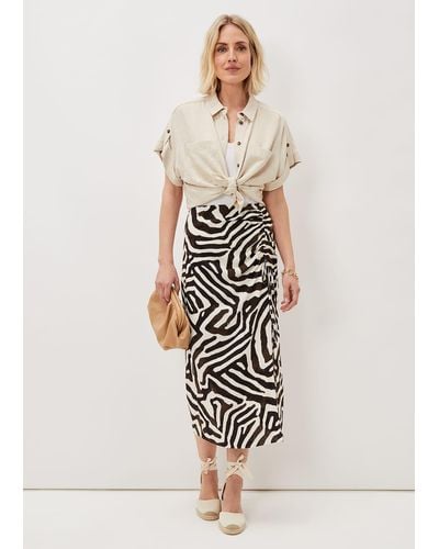 Phase Eight 's Isabelle Zebra Midi Skirt - Multicolour