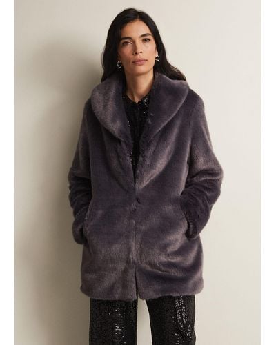 Phase Eight 's Meg Faux Fur Coat - Blue