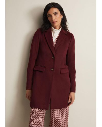 Phase Eight 's Lydia Dark Red Wool Smart Coat