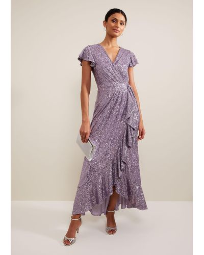 Phase Eight 's Carina Sequin Maxi Dress - Purple