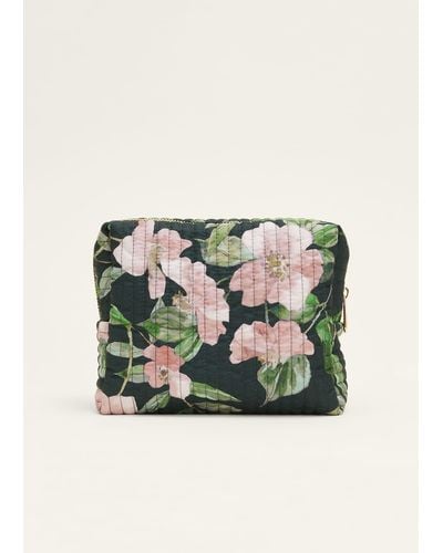 Phase Eight 's Pina Floral Print Quilted Wash Bag - Blue