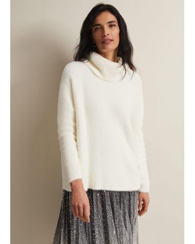 Phase Eight 's Natalia Fluffy Roll Neck Knit - Natural