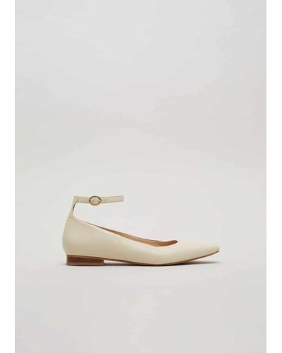 Phase Eight 's Leather Almond Toe Ankle Strap Ballerina - White