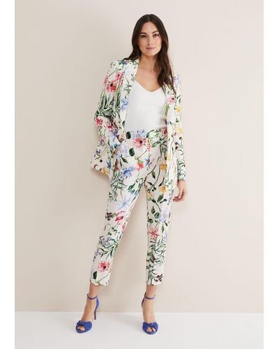 Phase Eight 's Ulrica Floral Cigarette Trousers - Natural