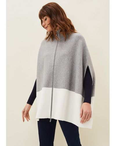 Phase Eight 's Leaha Colourblock Double Ended Zip Cape - Grey