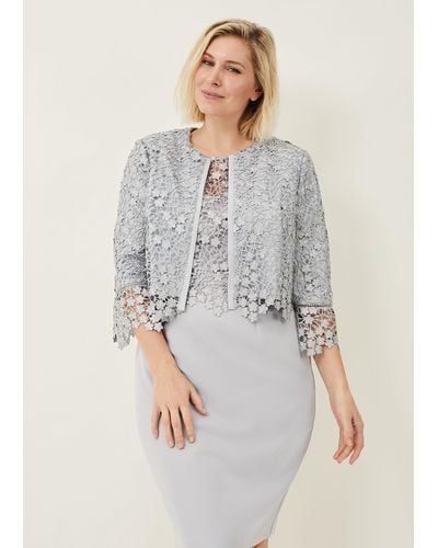 Phase Eight 's Mariposa Lace Occasion Jacket - Grey
