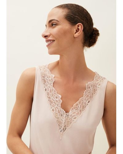 Phase Eight 's Marlie Lace Pyjama Vest - Natural