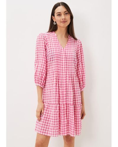 Phase Eight 's Oona Gingham Swing Dress - Pink