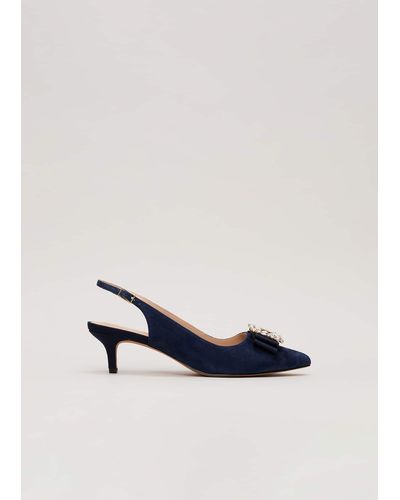 Phase Eight 's Suede Embellished Kitten Heel - Blue