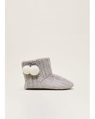 Phase Eight 's Cable Knit Slipper Boots - Natural