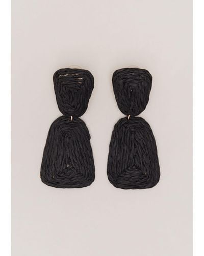 Phase Eight 's Black Raffia Square Drop Earrings