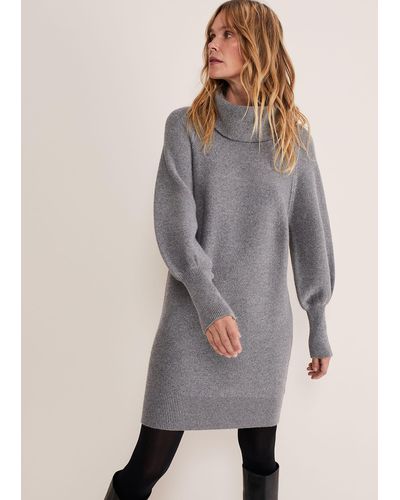 Phase Eight 's Dahlie Knitted Chunky Jumper Dress - Grey