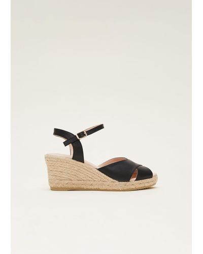 Phase Eight 's Leather Cross Front Espadrilles - Natural