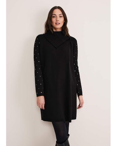 Phase Eight 's Paloma Stud Sleeve Knit Coat - Black