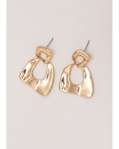 Phase Eight 's Gold Irregular Square Drop Earrings - Natural