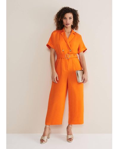 Phase Eight 's Pria Linen Jumpsuit - Orange