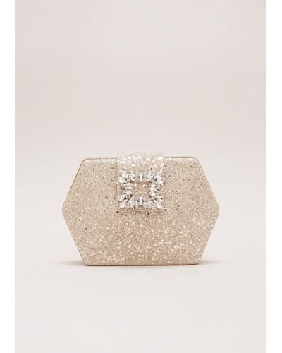 Phase Eight 's Glitter Embellished Hexagon Bag - Natural