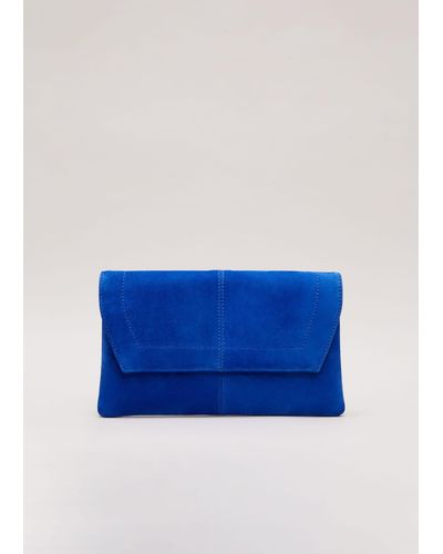 Phase Eight 's Square Suede Clutch Bag - Blue