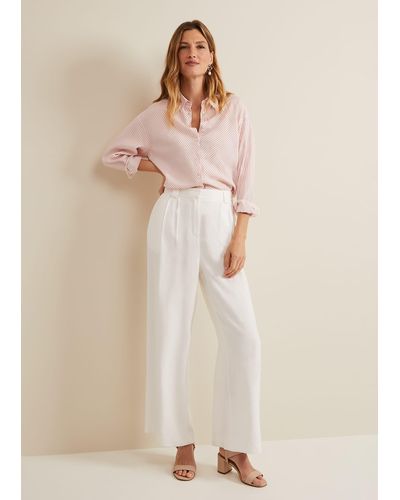 Phase Eight 's Tyla White Wide Leg Trouser - Natural