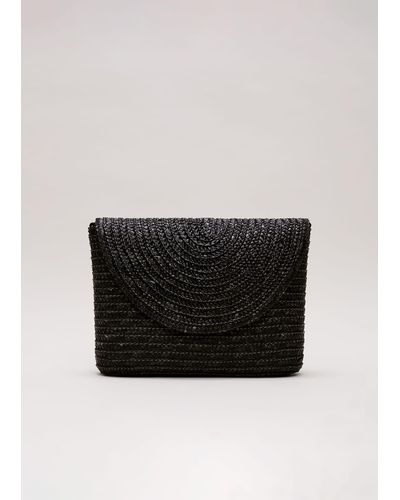 Phase Eight 's Oversized Straw Clutch Bag - Black