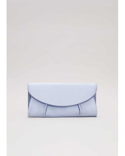 Phase Eight 's Pleat Satin Clutch Bag - Blue