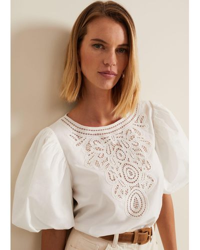 Phase Eight 's Lillianna Lace Front Blouse - White