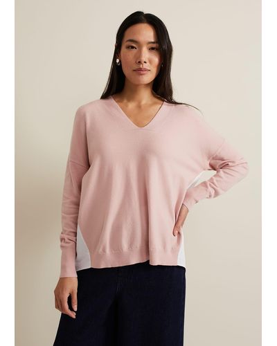 Phase Eight 's Kienna Woven Back Knit - Pink