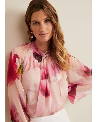 Phase Eight 's Poppy Silk Blouse - Pink