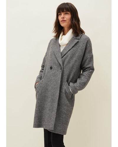 Phase Eight 's Lailla Check Cocoon Coat - Grey