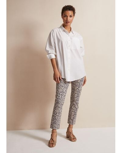 Phase Eight 's Carmella Printed Straight Leg Trousers - Natural