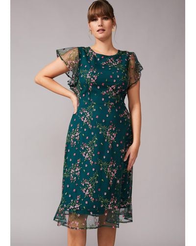 Studio 8 Aileen Floral Embroidered Dress - Green