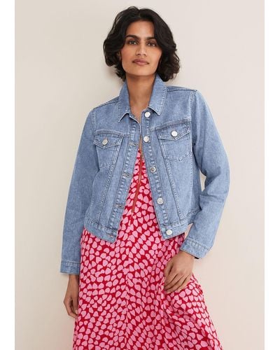 Phase Eight 's Caitlin Cropped Denim Jacket - Blue