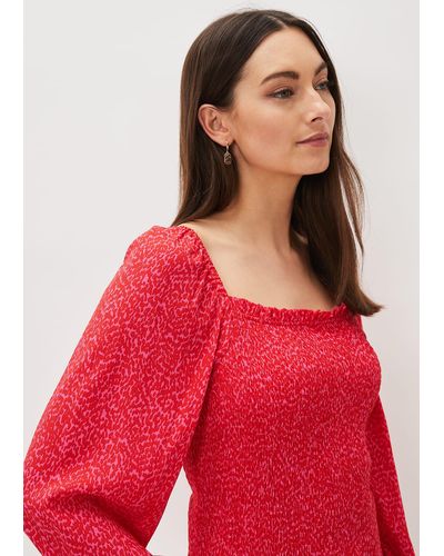 Phase Eight 's Esty Square Neck Blouse - Red