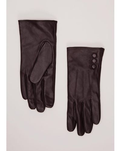 Phase Eight 's Button Leather Gloves - Red