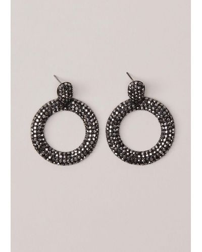 Phase Eight 's Black Sparkly Circle Earrings - Grey