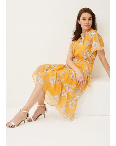 Phase Eight 's Emmalyn Tiered Georgette Dress - Yellow