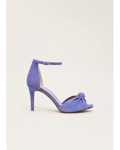 Phase Eight 's Blue Suede Open Toe Heels