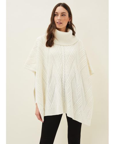 Phase Eight 's Melly Cable Knit Cape - Natural