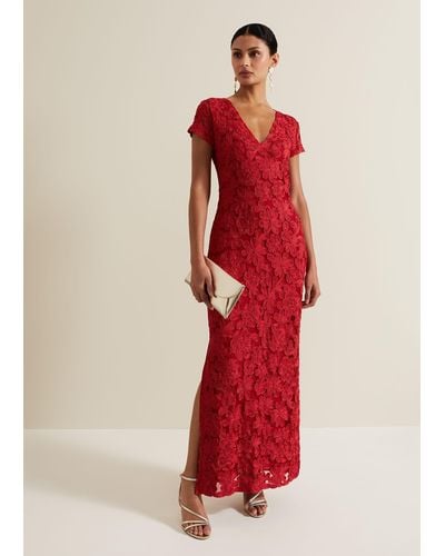 Phase Eight 's Janice Red Tapework Maxi Dress