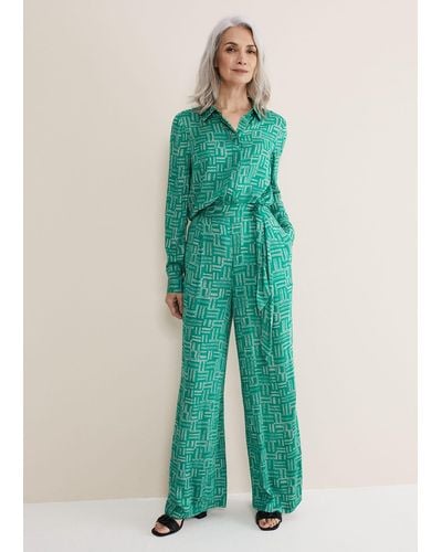Phase Eight 's Hatty Wide Leg Trousers - Green