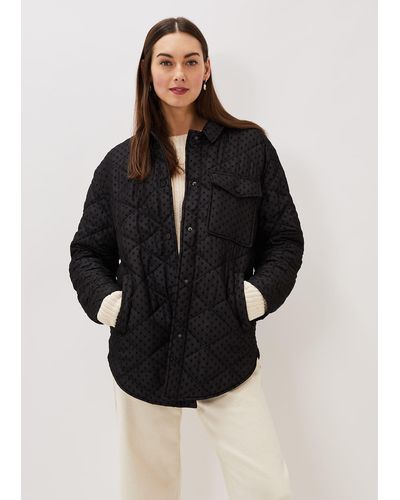 Phase Eight 's Lola Quilted Polka Dot Coat - Black