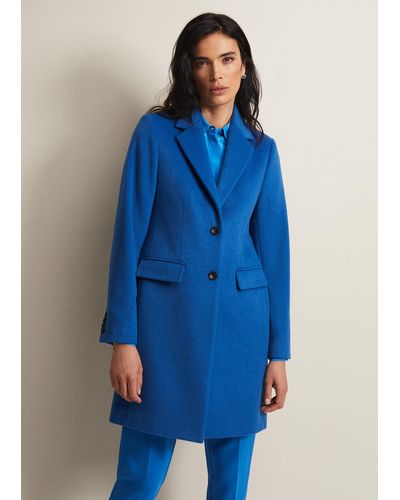 Phase Eight 's Lydia Blue Wool Smart Coat