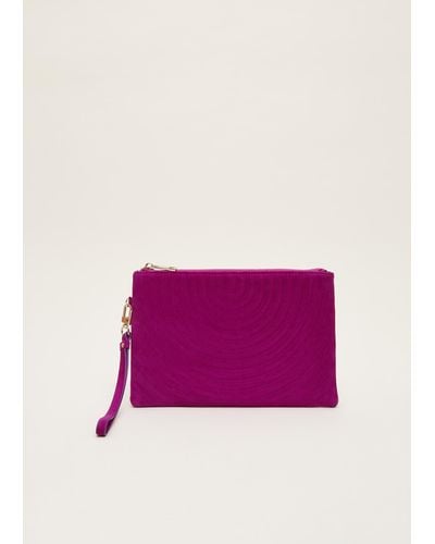 Phase Eight 's Dark Pink Suede Clutch Bag - Purple