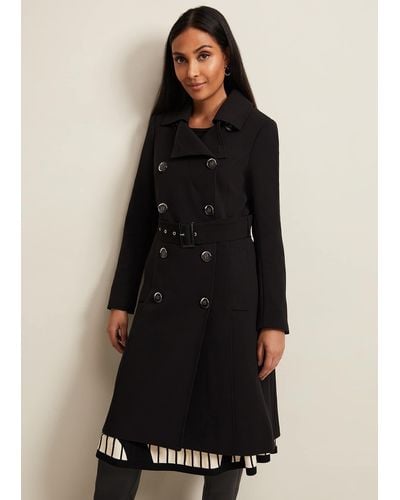 Phase Eight 's Petite Layana Black Smart Trench Coat